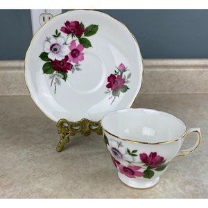 Royal Vale #8316 Bone China Multiple Roses Tea Cup And Saucer Set